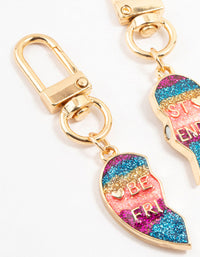 Kids Rainbow Glitter BFF Gold Keyrings 2-Pack - link has visual effect only