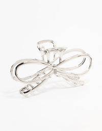 Rhodium Metal Large Bow Claw Clip - link has visual effect only