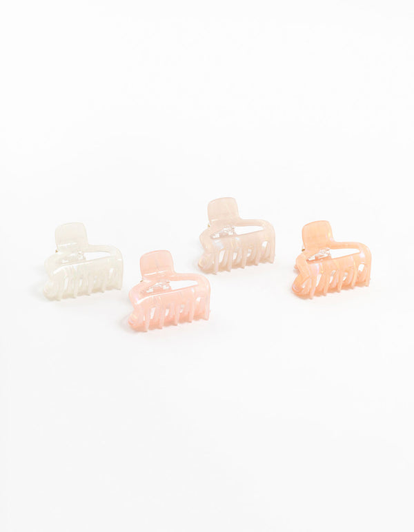 Small Pink & White Acrylic Shaped Claw Clips 4-Pack