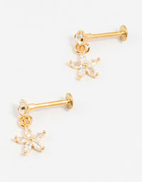 Gold Plated Surgical Steel Flower Drop Flatbacks 2-Pack - link has visual effect only