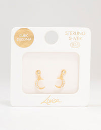 Gold Plated Sterling  Silver Celestial Cubic Zirconia Drop Earrings - link has visual effect only