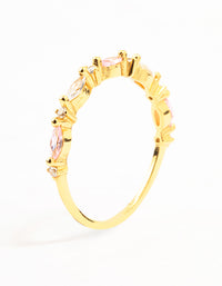 Gold Plated Sterling Silver Alternating Marquise Round Cubic Zirconia Ring - link has visual effect only