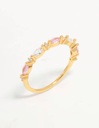 Gold Plated Sterling Silver Alternating Marquise Round Cubic Zirconia Ring - link has visual effect only