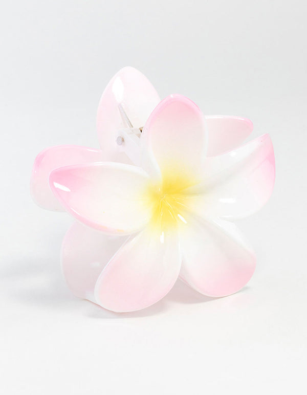 White  Frangipani Flower Claw Clip