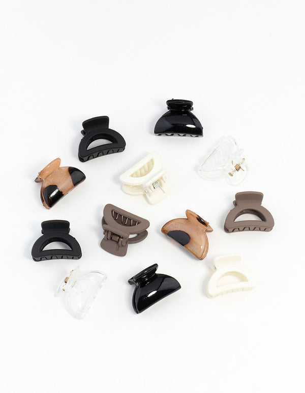 Mini Black & Neutral Hair Clips 6-Pack