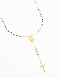 Gold Plated Cross Mary Beaded Necklace - link has visual effect only