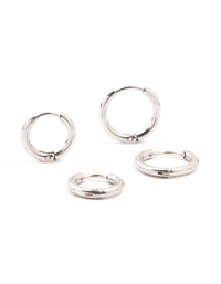 Waterproof Stainless Steel Medium Hoop Earrings 2-Pack - link has visual effect only