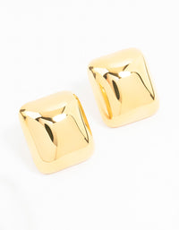 Waterproof Waterproof Gold Plated Stainless Steel Square Stud Earrings - link has visual effect only