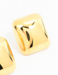 Waterproof Waterproof Gold Plated Stainless Steel Square Stud Earrings - link has visual effect only