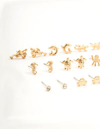 Gold Mixed Creatures Earrings 12-Pack - link has visual effect only