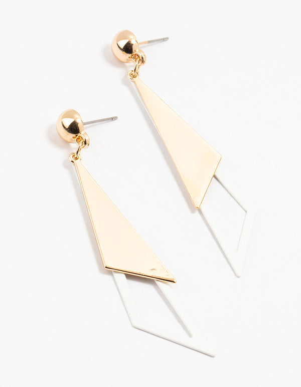 Gold Cutout Triangle Drop Earrings