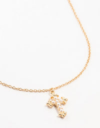 Gold Pearl Cross Necklace - link has visual effect only