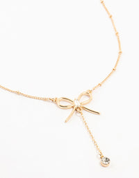 Gold Ball & Chain Bow Drop Necklace - link has visual effect only