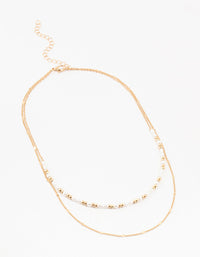 Gold Beaded Tab Chain Layered Necklace - link has visual effect only