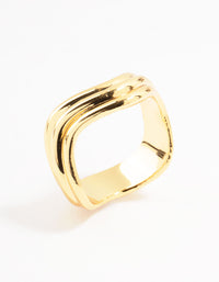 Waterproof Gold Plated Stainless Steel Wave Cocktail Ring - link has visual effect only