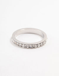 Waterproof Stainless Steel Cubic Zirconia Band Ring - link has visual effect only