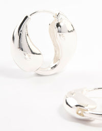 Silver Plated Tear Hoop Huggie Earrings - link has visual effect only