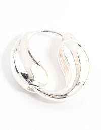 Silver Plated Tear Hoop Huggie Earrings - link has visual effect only