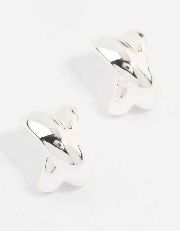 Silver Plated X Cross Stud Earrings