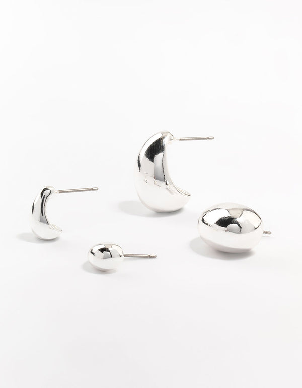 Silver Plated Teardrop Stud Earrings 2-Pack