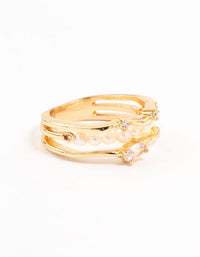 Gold Plated Nestled Pearl 3 Row Ring - link has visual effect only