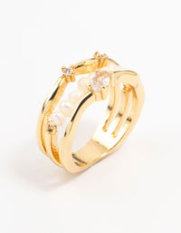 Gold Plated Nestled Pearl 3 Row Ring - link has visual effect only