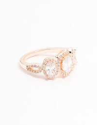 Rose Gold Oval Trio Cubic Zirconia Ring - link has visual effect only