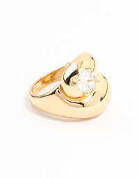 Gold Plated Puffy Swirl Cubic Zirconia Ring - link has visual effect only