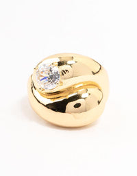 Gold Plated Puffy Swirl Cubic Zirconia Ring - link has visual effect only