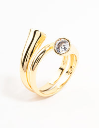 Gold Plated Round Cubic Zirconia Wrapped Ring - link has visual effect only