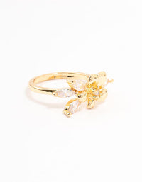 Gold Plated Fine Flower Cubic Zirconia Ring - link has visual effect only