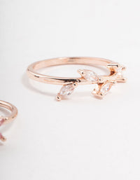 Rose Gold Flower Vine Cubic Zirconia Rings 2-Pack - link has visual effect only