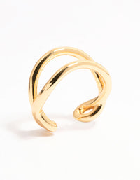 Gold Plated Wavy Double Row Ring - link has visual effect only