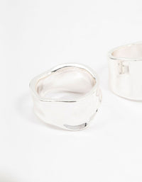 Silver Plated Molten Large Rings 2-Pack - link has visual effect only