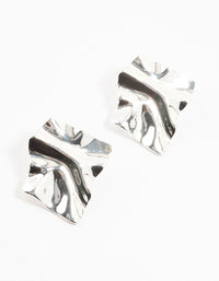 Silver Plated Warped Metal Stud Earrings - link has visual effect only