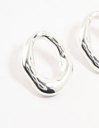 Silver Plated Molten Open Circle Stud Earrings - link has visual effect only