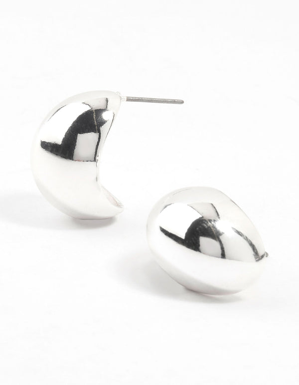 Silver Plated Mini Oval Bubble Stud Earrings