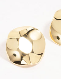 Gold Plated Round Wave Stud Earrings - link has visual effect only