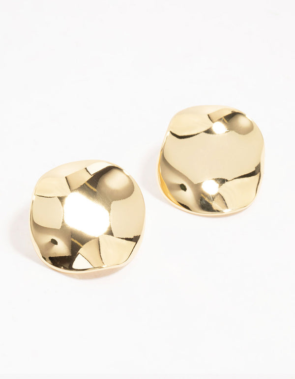 Gold Plated Round Wave Stud Earrings