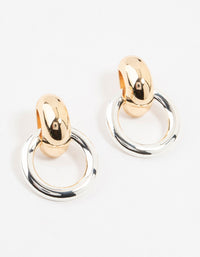 Mixed Metals Bubble Doorknocker Stud Earrings - link has visual effect only