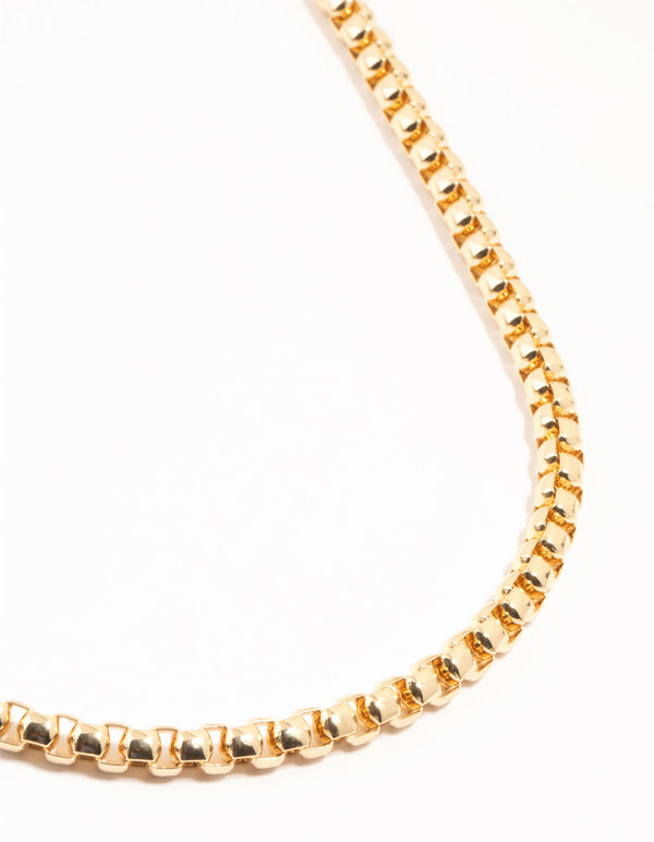 Gold Plated Thick Round Chain Necklace