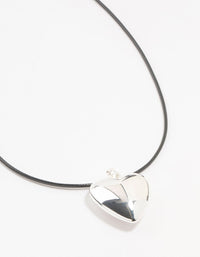 Silver Plated Heart Cord Necklace - link has visual effect only