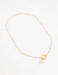 Gold Plated Freshwater Pearl Drop T & O Necklace - link has visual effect only