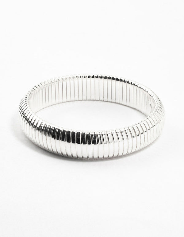 Silver Plated Wide Ribbed Bracelet