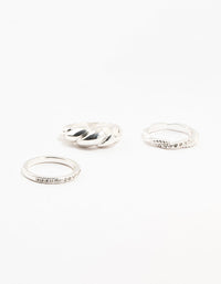 Silver Plated Diamante Twisted Rings 3-Pack - link has visual effect only