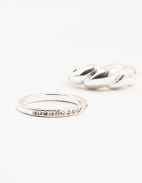 Silver Plated Diamante Twisted Rings 3-Pack - link has visual effect only