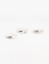 Silver Plated Cubic Zirconia Chunky Rings 3-Pack - link has visual effect only