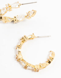 Gold Plated Pear Cut Cubic Zirconia Hoop Earrings - link has visual effect only