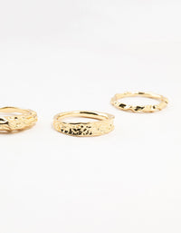 Gold Plated Textured Metal Rings 5-Pack - link has visual effect only