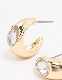 Gold Drop With Pear Diamante Hoop Earrings - link has visual effect only